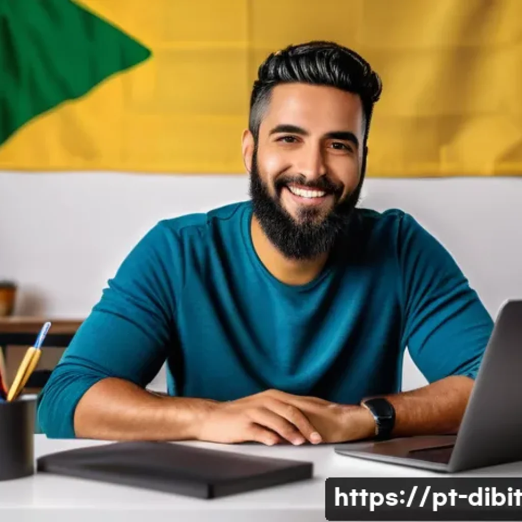 디지털 노마드를 위한 온라인 네트워킹 전략 - A professional remote worker in a cozy home office setting in São Paulo, Brazil, engaging in a virtu...
