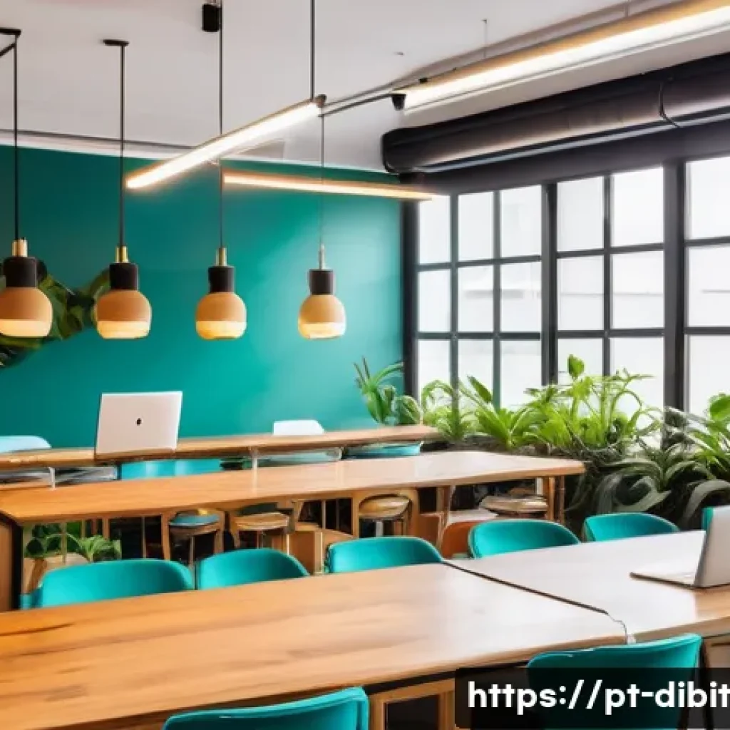 디지털 노마드를 위한 지역 커뮤니티 참여 팁 - A modern, stylish coworking space in São Paulo, Brazil, filled with natural light and vibrant greene...
