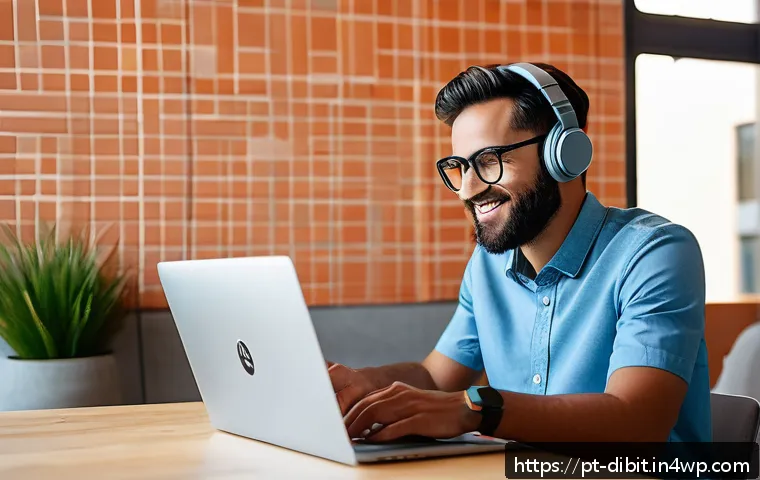 디지털 노마드의 커리어 전환 과정 - A professional digital nomad working remotely at a modern coworking space in Lisbon, Portugal, with ...